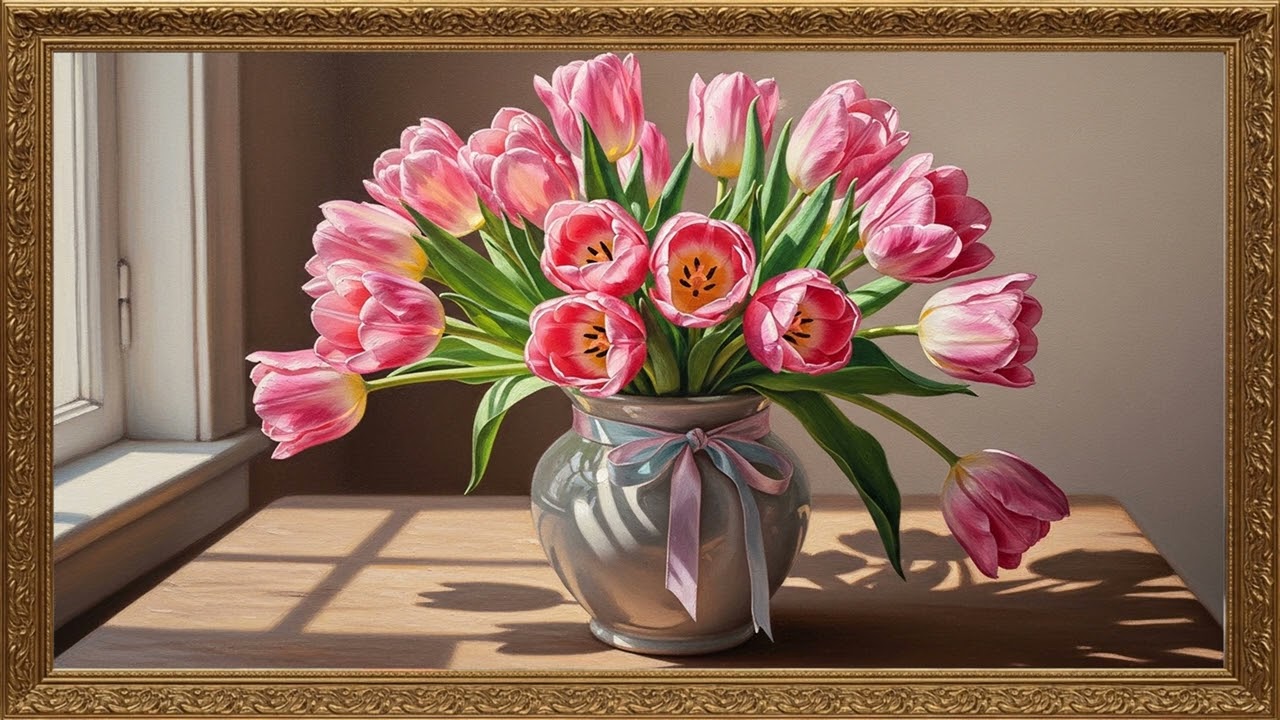 Elegant Spring Flower Painting | Relaxing Art Screen Display