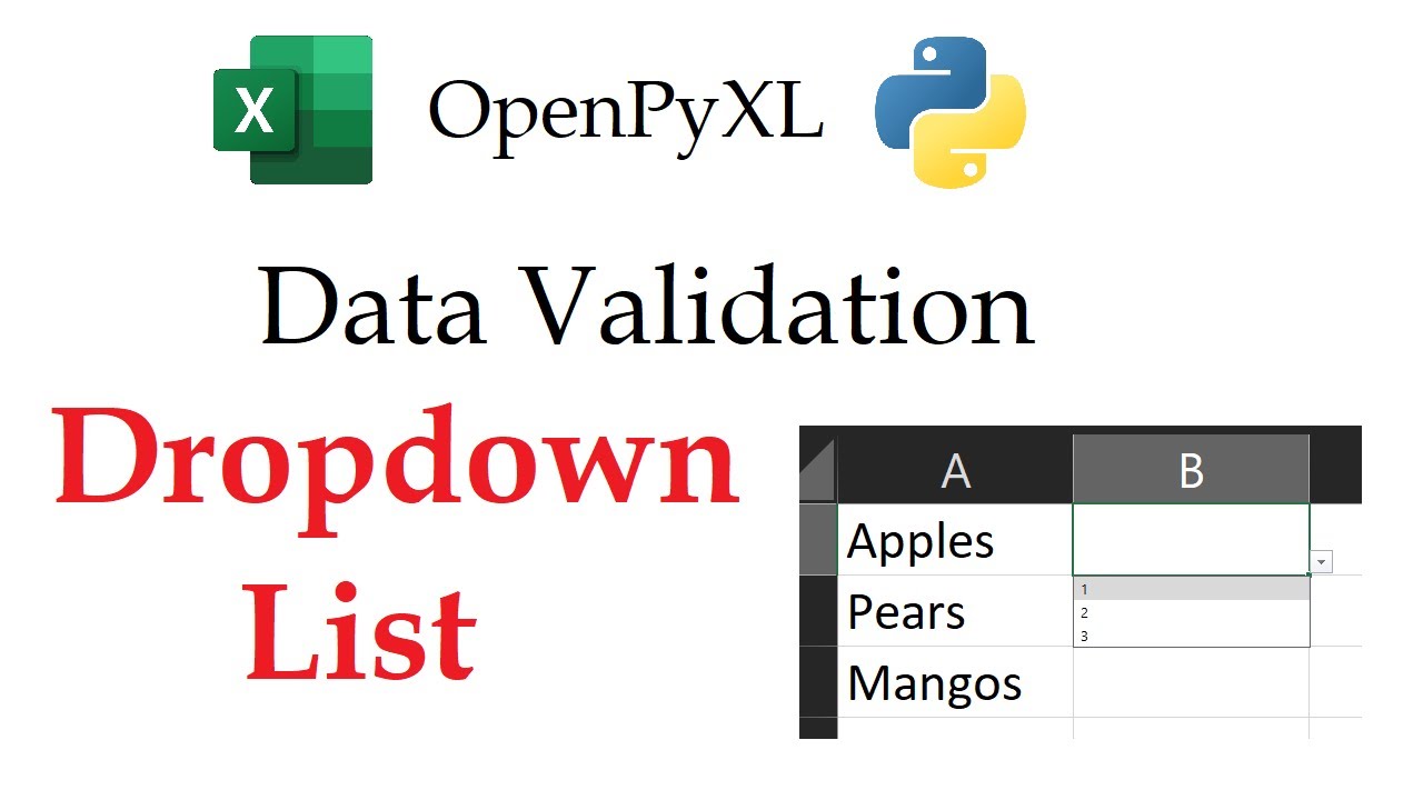 OpenPyXL - List Dropdown Data Validation in Excel Workbooks with Python | Data Automation