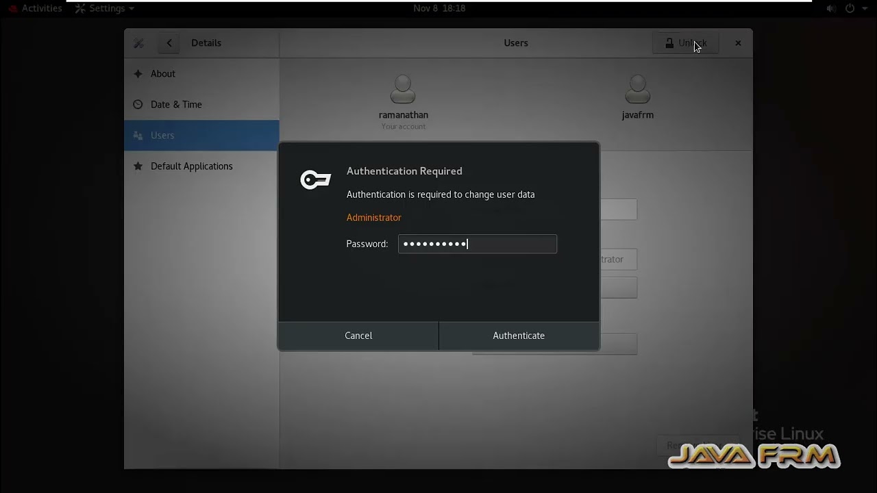 How to delete user with home directory in Red hat Enterprise Linux 8 using GUI mode