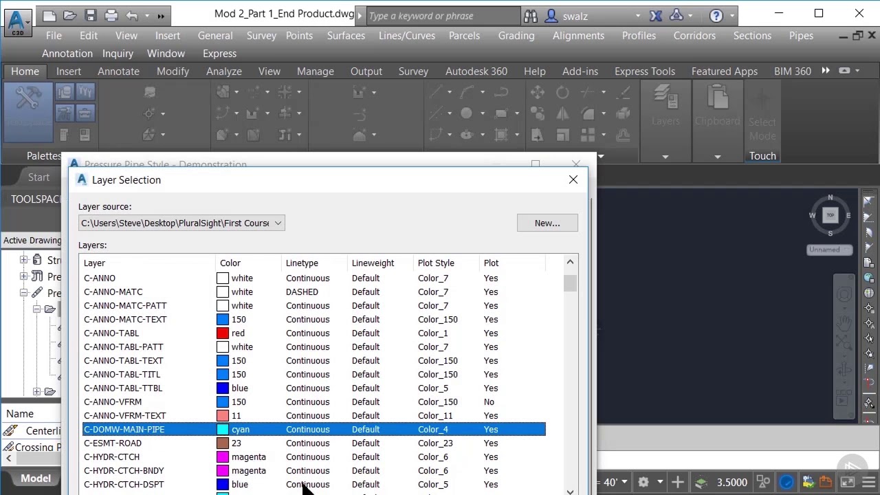 Configuring Pressure Network Styles in Civil 3D