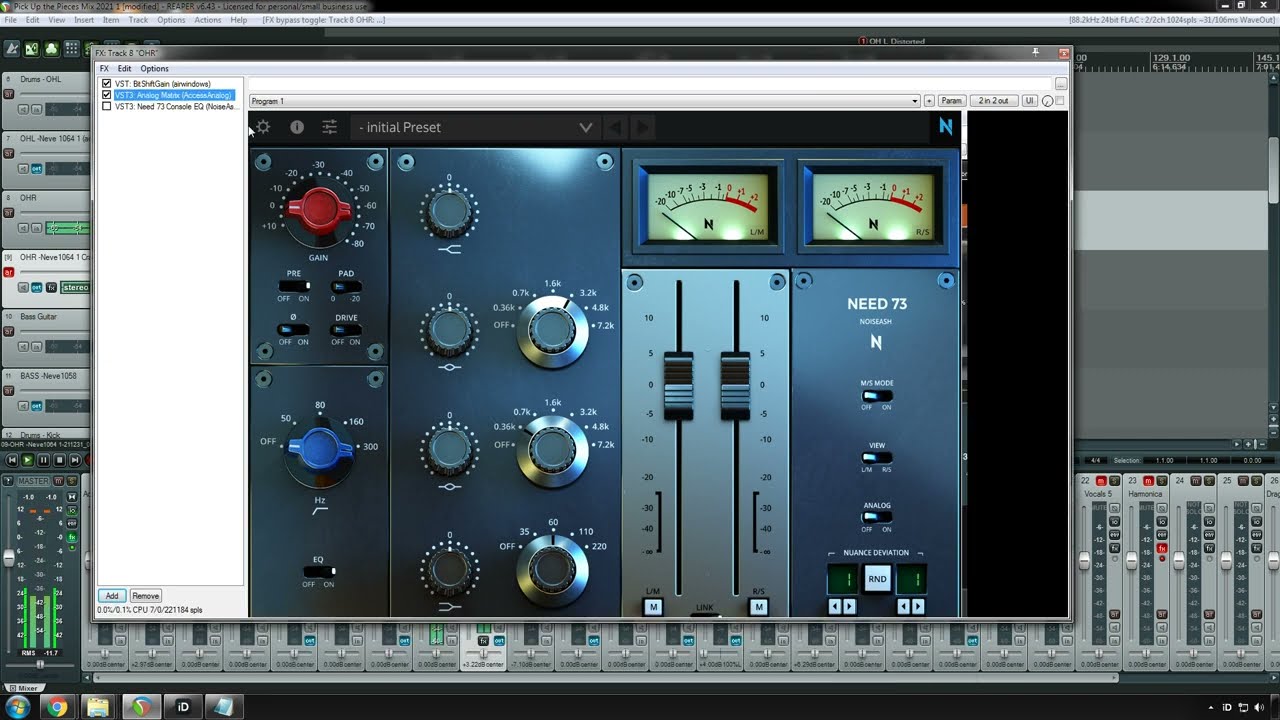 Neve 1064 Hardware Equalizer on Acoustic Guitar & Drum Overheads