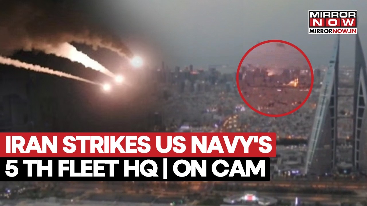 MOMENT: Iran's Shahed Drone Bombs US Navy's 5th Fleet HQ In Bahrain | Revenge Attack Shakes Gulf
