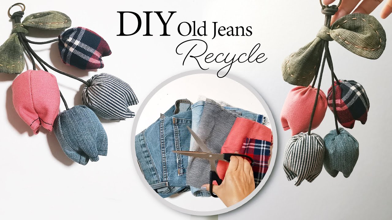 DIY tulip key chain from old jeans upcycle | Tutorial (ep196)