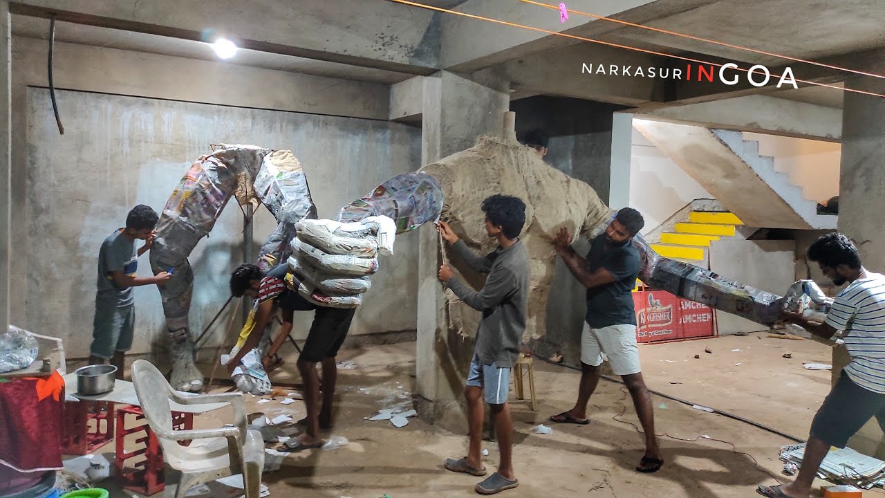 Narkasur Making Day 1 | Amigos Durgawadi - Amaral | Narkasur in Goa | How to make big Sculpture