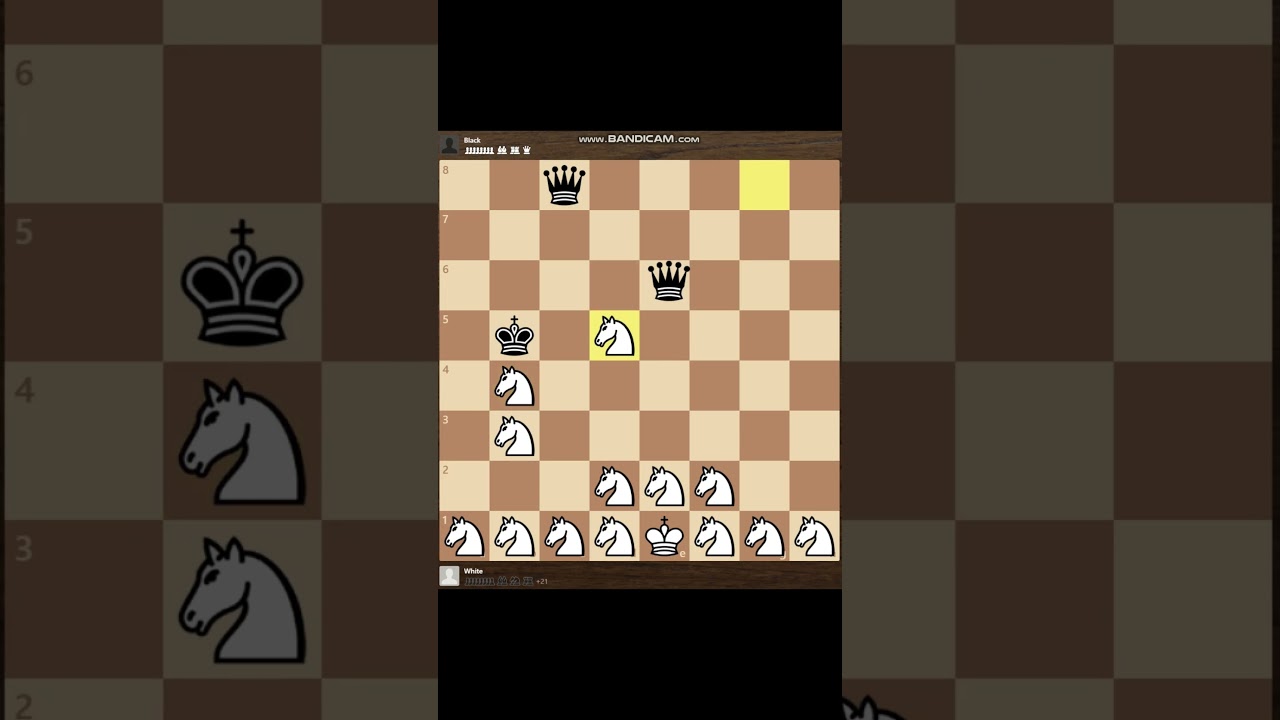 Сможет ли 21 рыцарь победить 10 ферзей?! (3000 Эло Stockfish) #short #shorts #shortvideo #chess #...