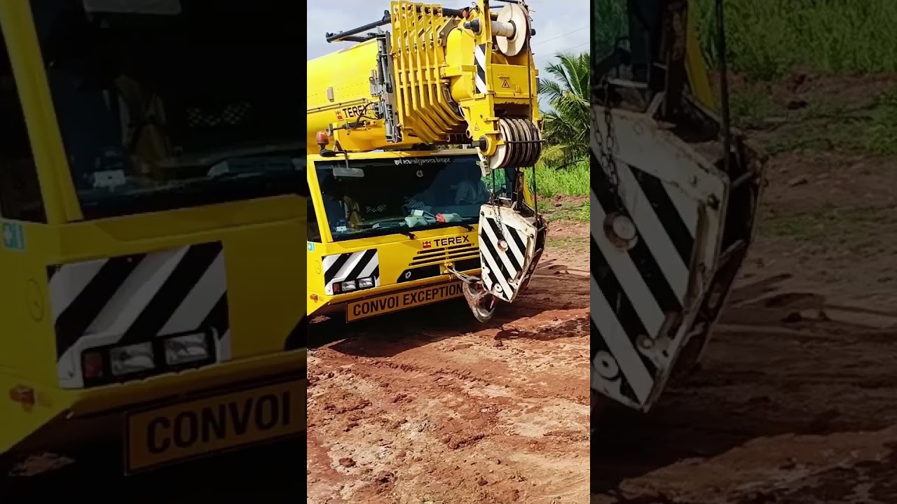 250 ton crane  lifting by cresher concrete Tunnel 120 ton