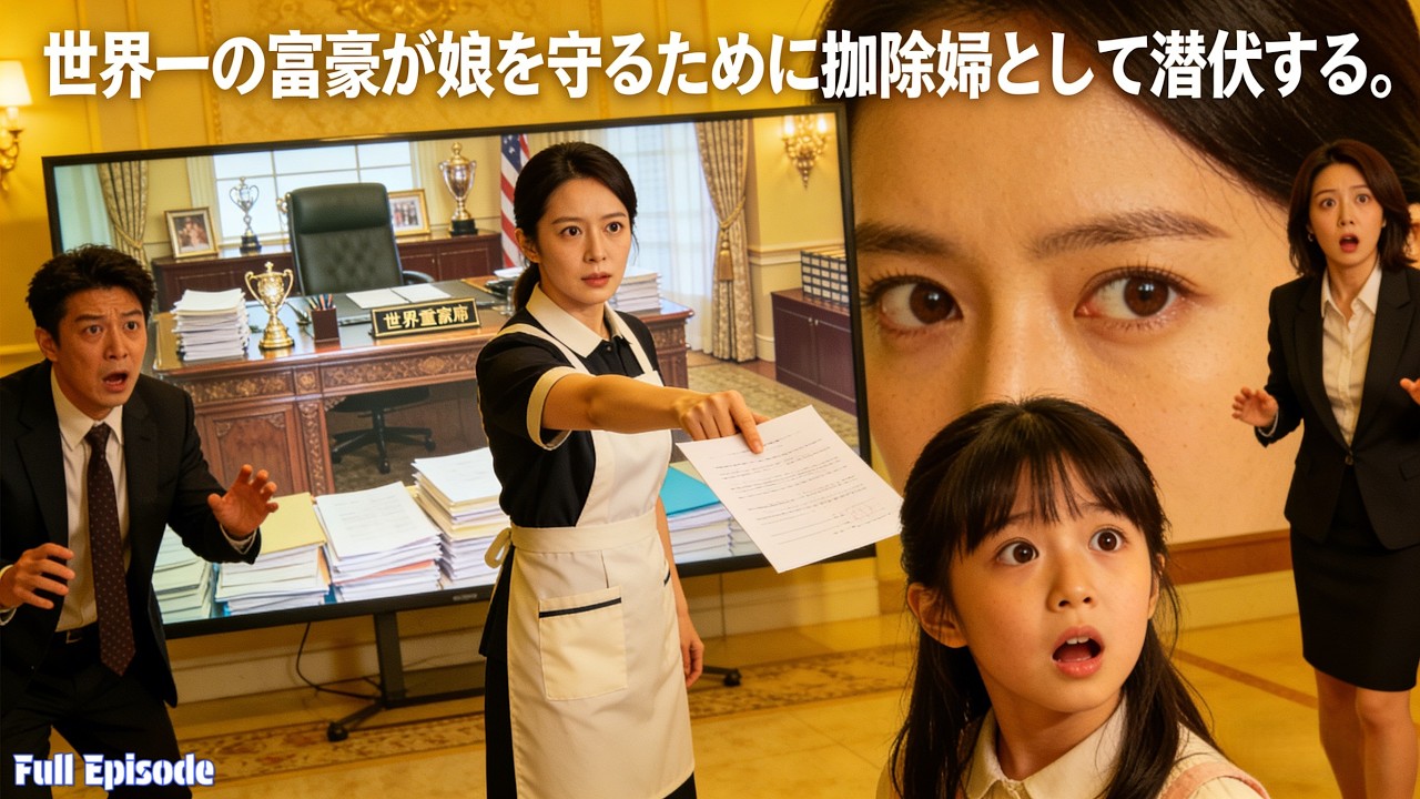 世界一の富豪が娘を守るために掃除婦として潜伏する。