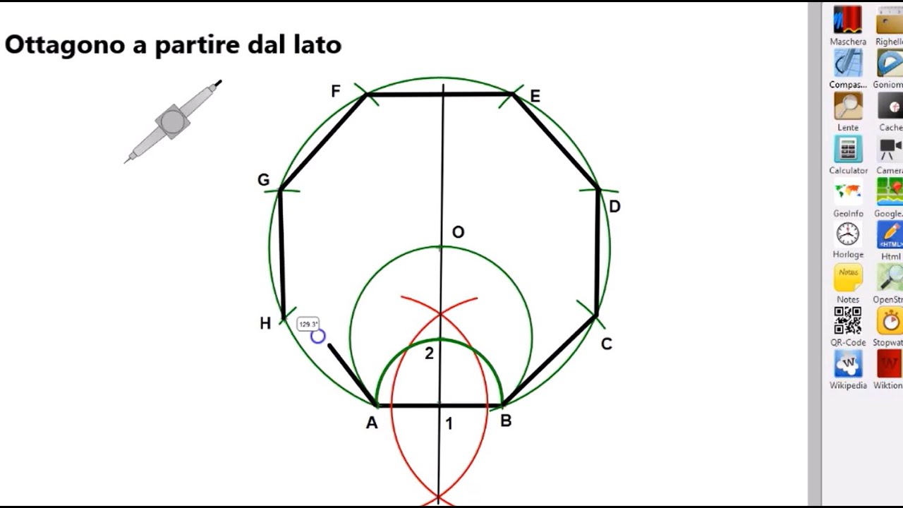 Poligoni dato il lato: triangolo equilatero, esagono, quadrato, ottagono