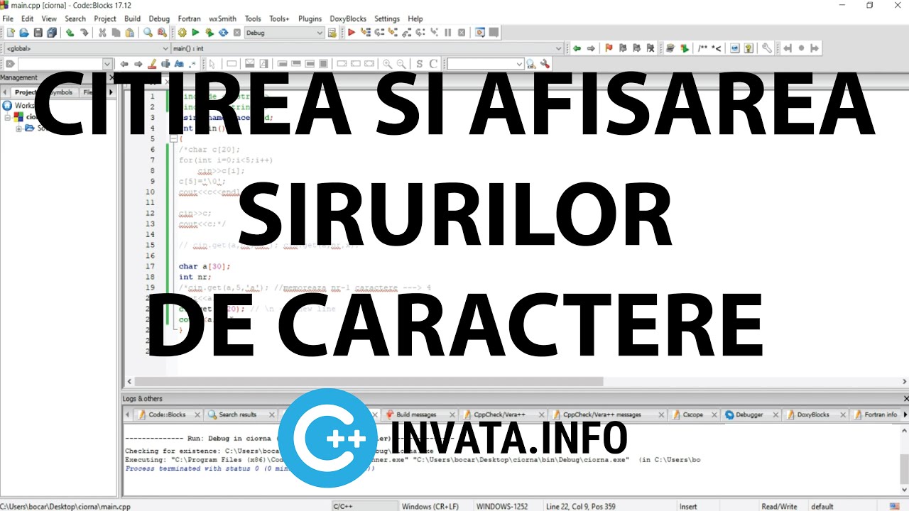Citirea si afisarea sirurilor de caractere - C++