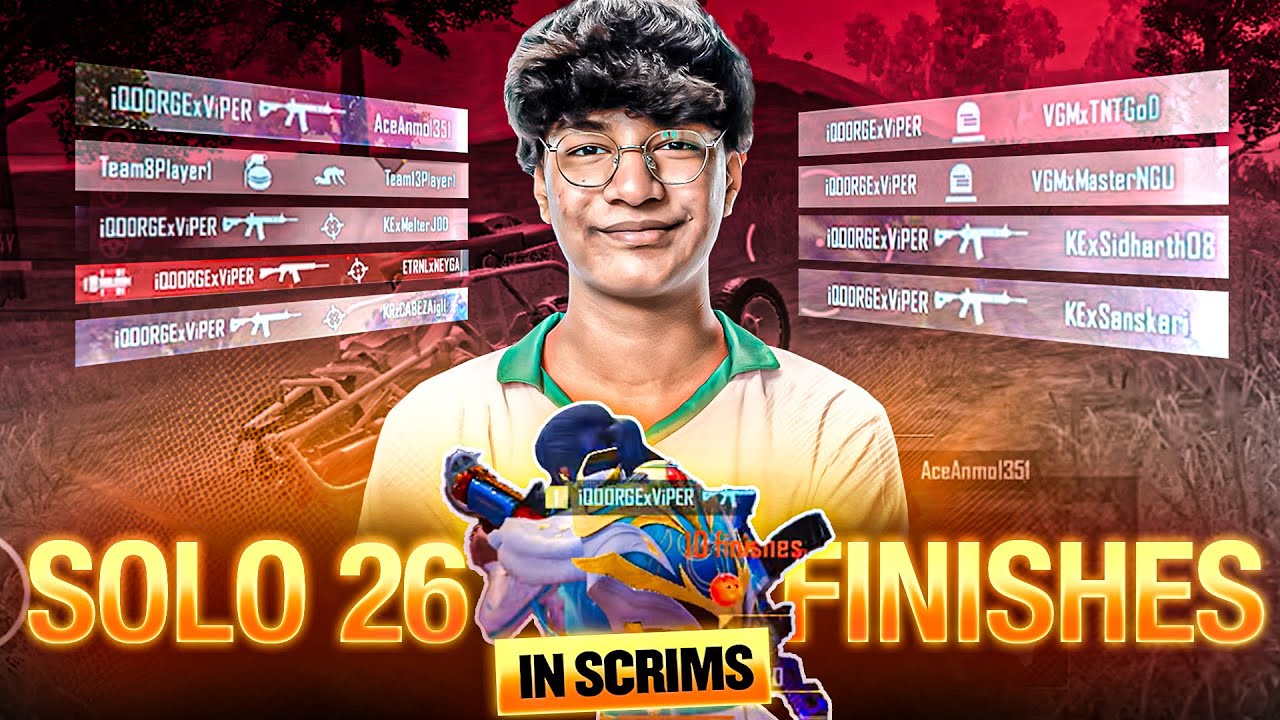 BACK TO BACK SOLO 26 FINISHES IN SCRIMS!! | BMPS GRIND SCRIMS | iQOORGEViPER #bgmi