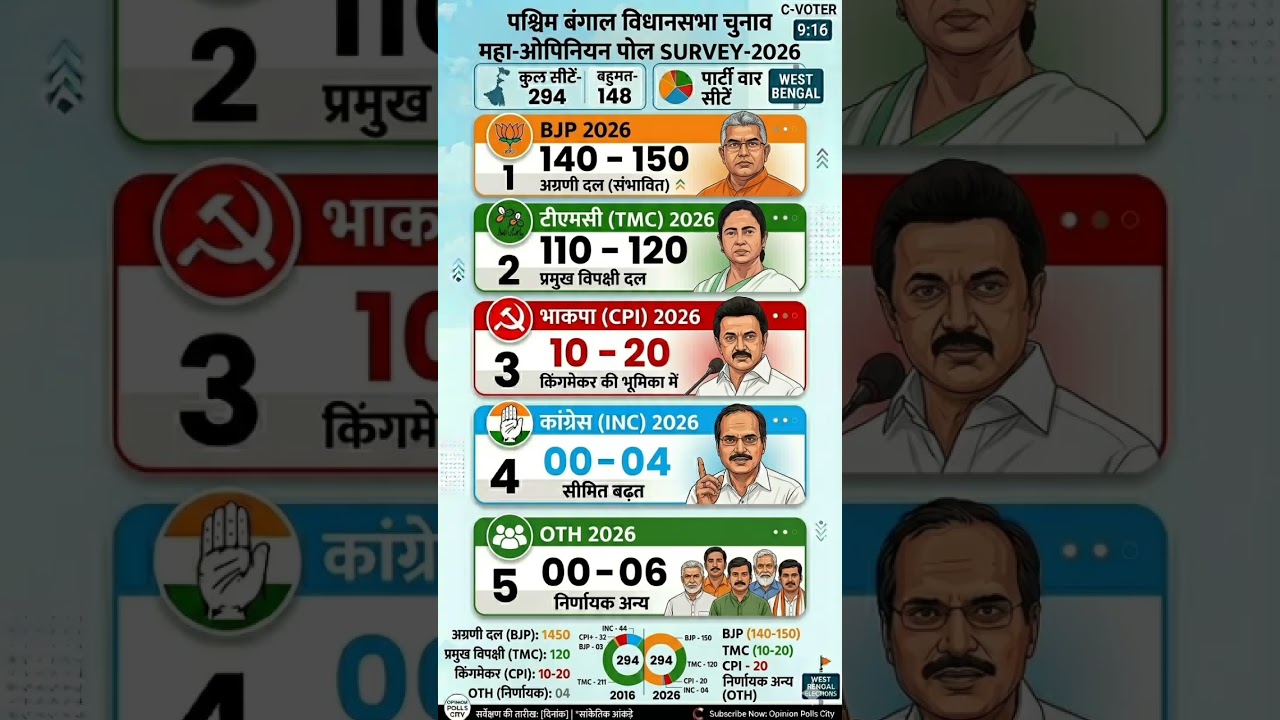 West Bengal Election 2026: Opinion Poll | Who is Winning? | बंगाल मेंकिसकी बनेगी सरकार?#tmc