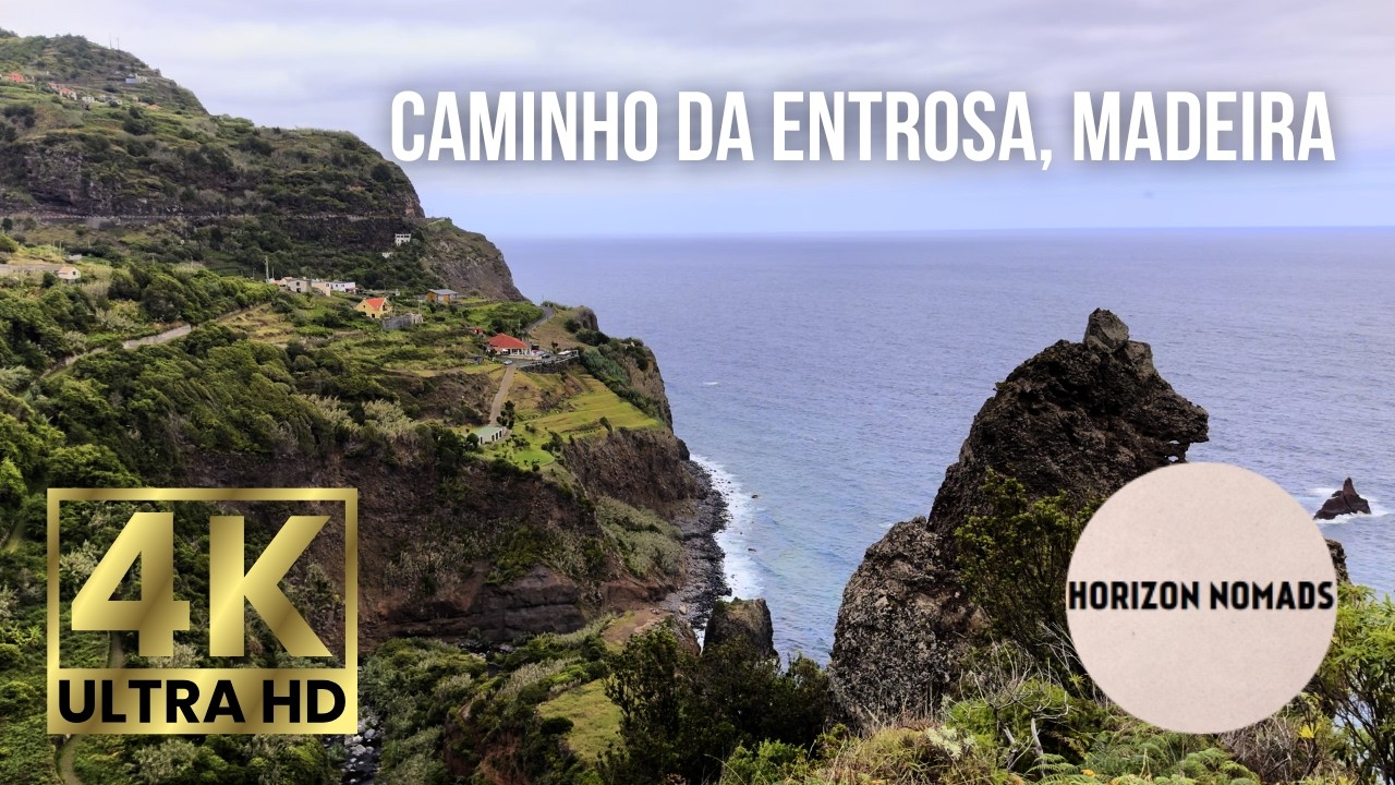 Walking tour of Caminho da Entrosa, Madeira. 4K 60fps