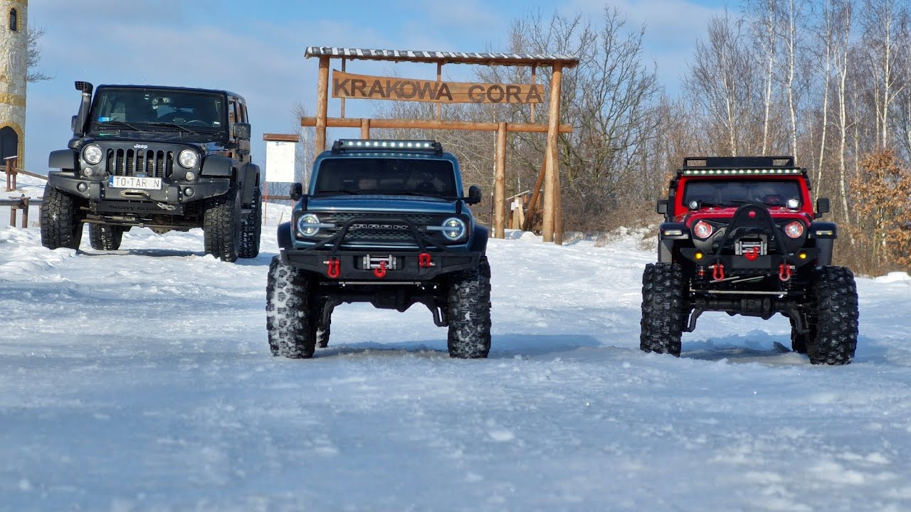 Grupa w terenie - 2x Jeep Wrangler Rubicon & Ford Bronco / model rc 4x4 df-4s varrant crawler 