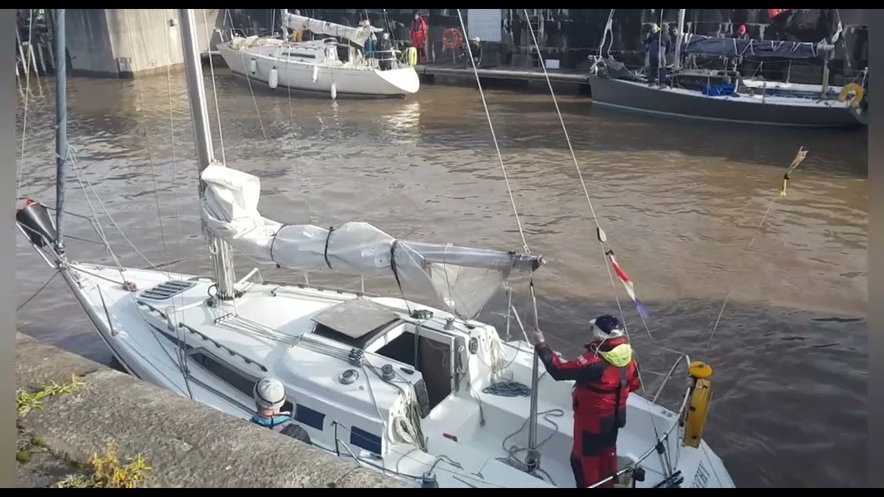 YACHTS RETURNING TO LIVERPOOL MARINA  FROM THE RIVER MERSEY