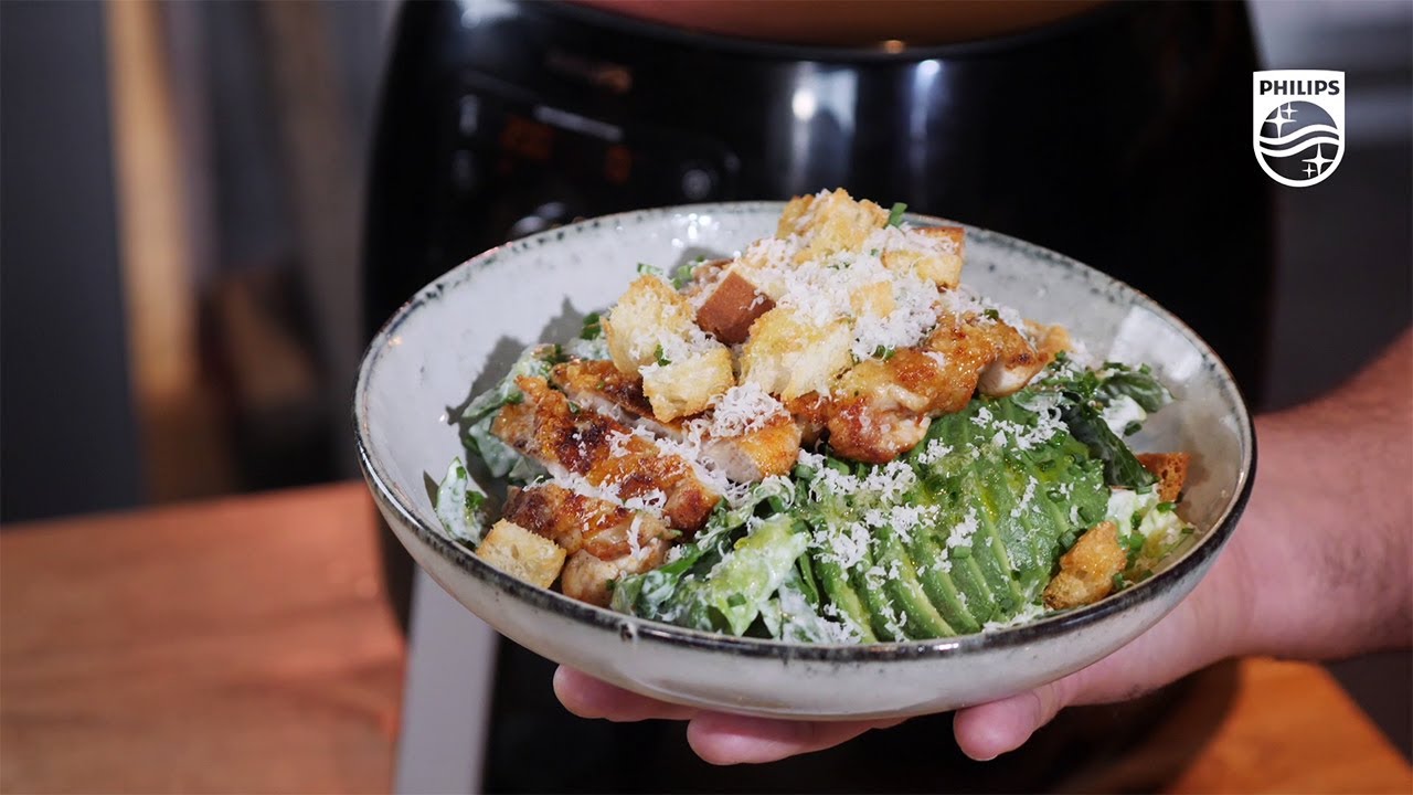 Caesarsallad med krispig kyckling i Philips Airfryer