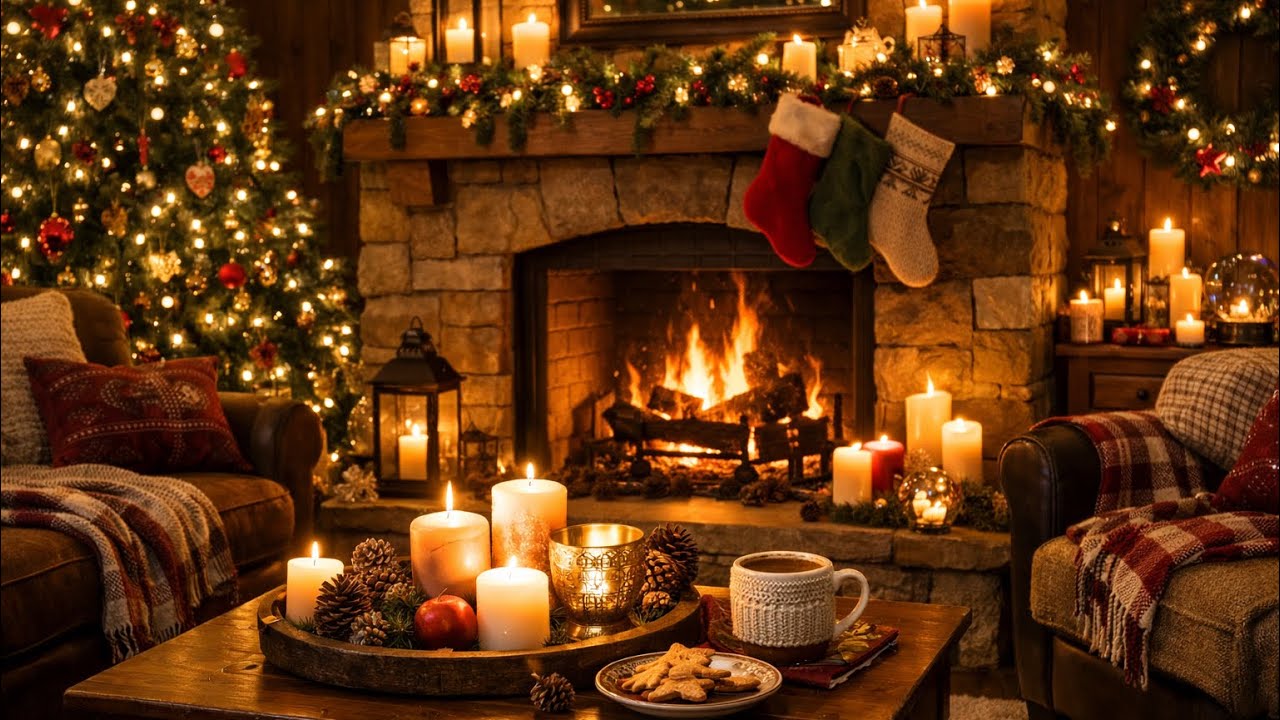 2 Hours Cozy Christmas Ambience 🎄 | Fireplace & Piano for Relaxation