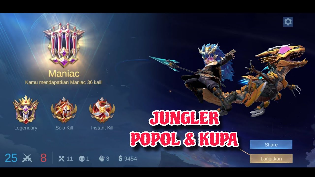 MANIAC REAL POPOL DAN KUPA JUNGLER MOBILE LEGENDS