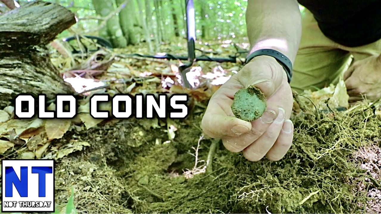 Finding really old coins metal detecting colonial sites cellars with Fisher F19
