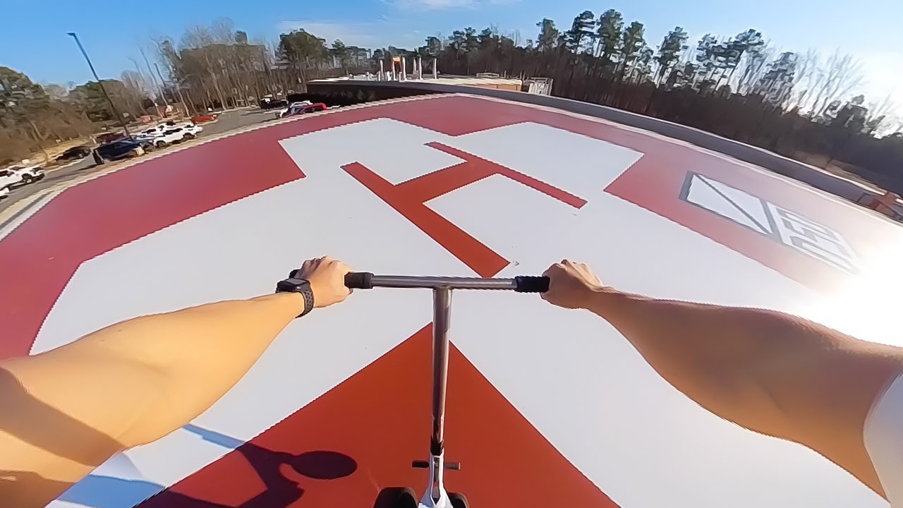 Scooter on a Helicopter Pad