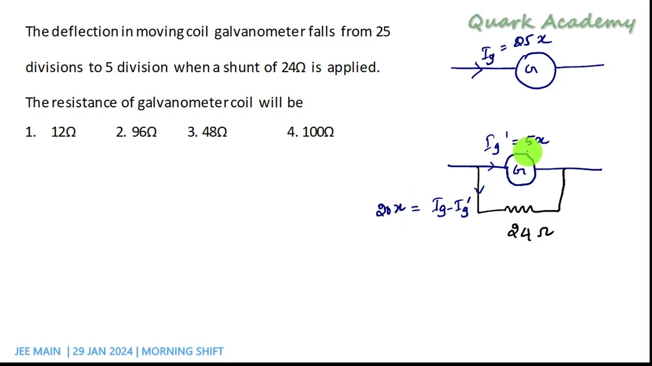 The deflection in moving coil galvanometer falls from 25 divisions to 5 division when a | Tamil