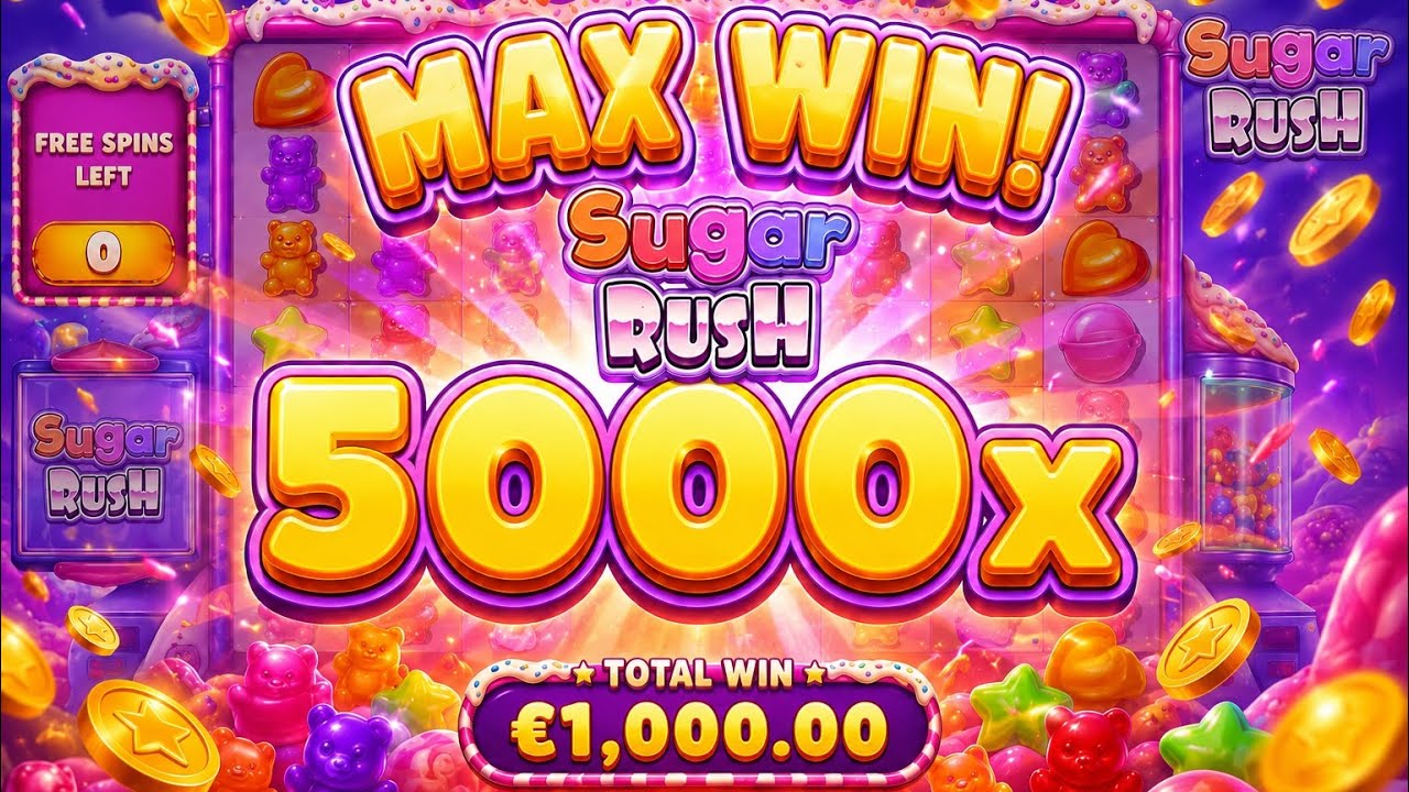 ! MAX WIN ALERT ! SUGAR RUSH 0.20p stake 5000x how many re-triggers 