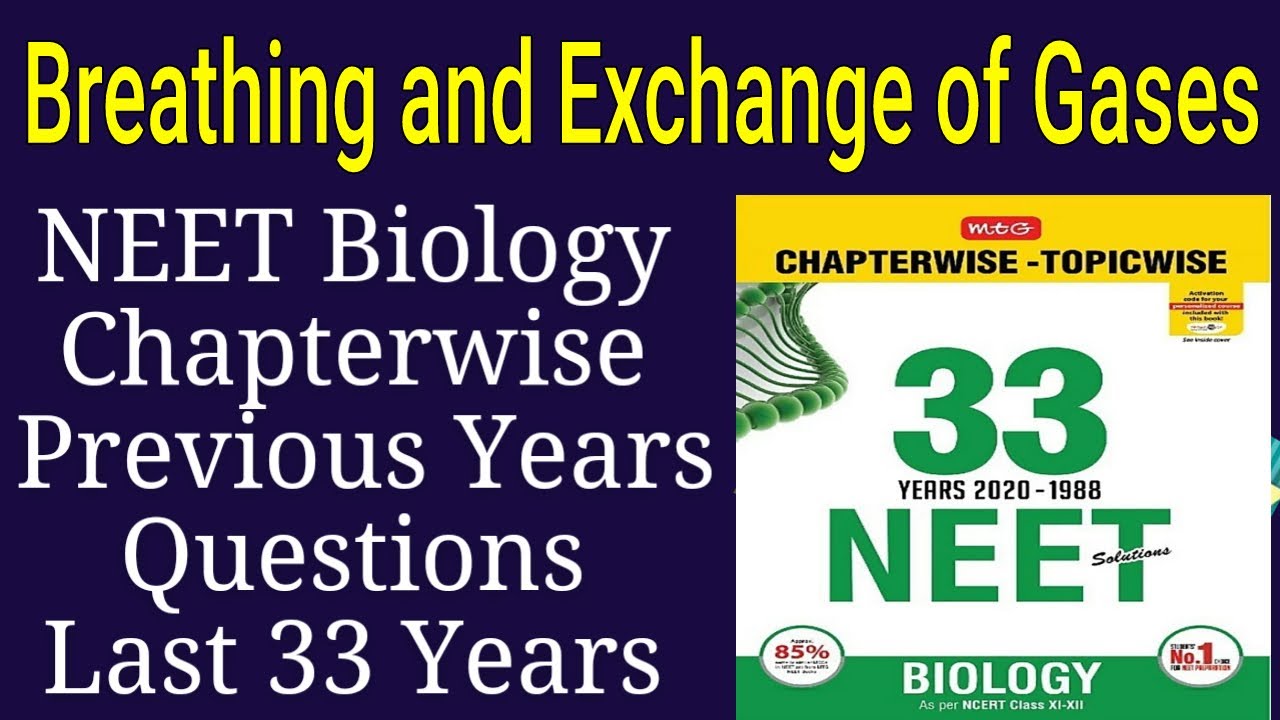 Breathing and exchange of gases class 11 neet previous year questions last 33 years