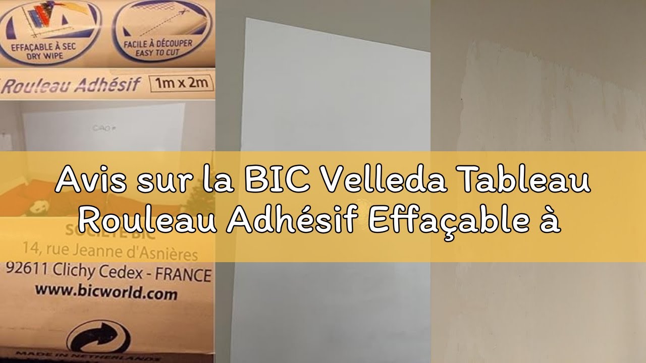 Avis sur la BIC Velleda Tableau Rouleau Adhésif Effaçable à Sec (100 x 200 cm), Parfait pour L'Ecole