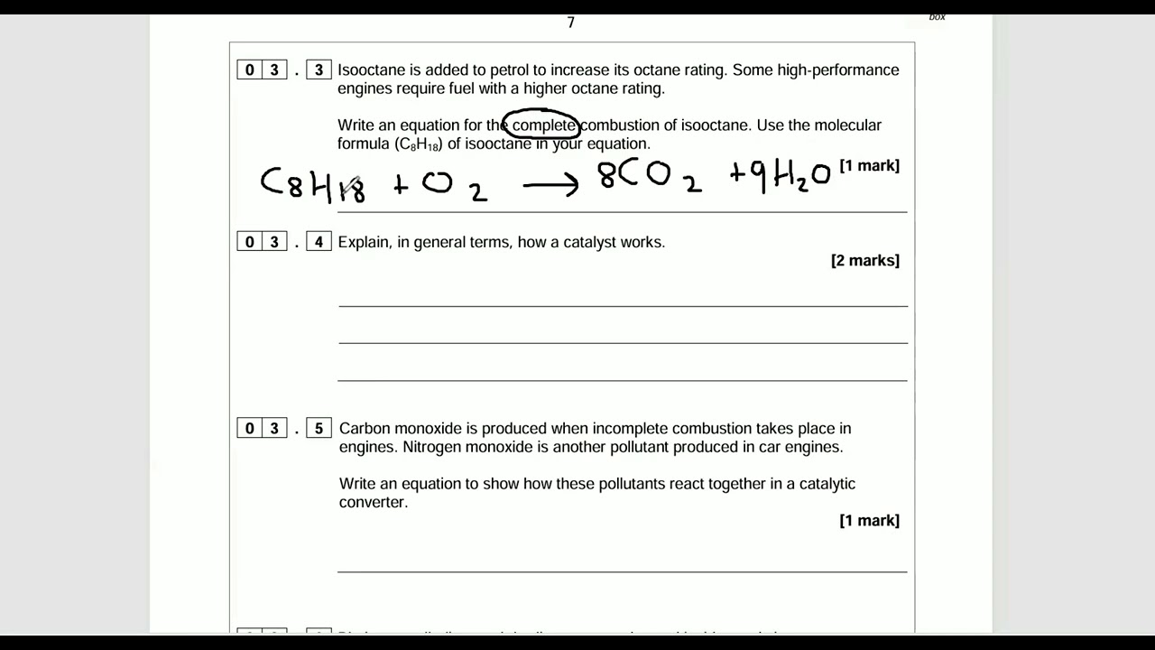 A Level Chemistry Alkanes walkthrough question