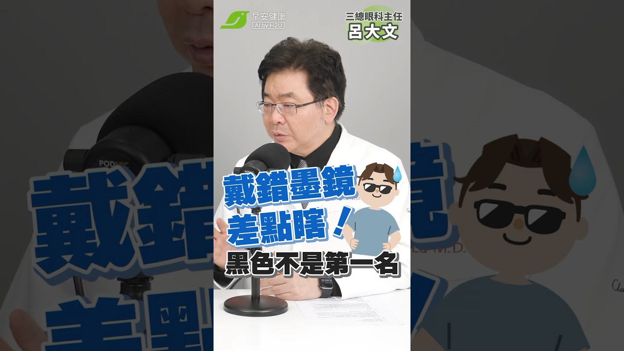戴錯墨鏡🕶️差點瞎！選對顏色才護眼，黑色不是第一名！︱呂大文 三總眼科主任【早安健康】　#墨鏡 #太陽眼鏡 #護眼
