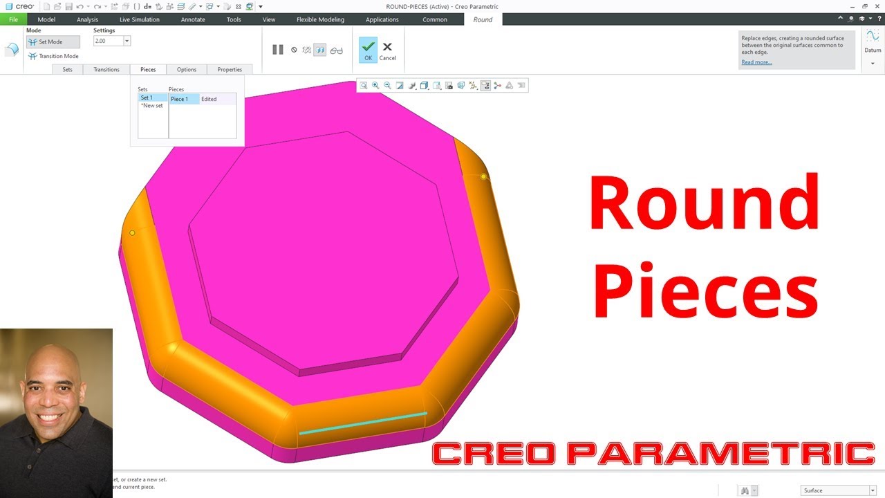 Creo Parametric - Rounds (Part 4 of 5) - Pieces