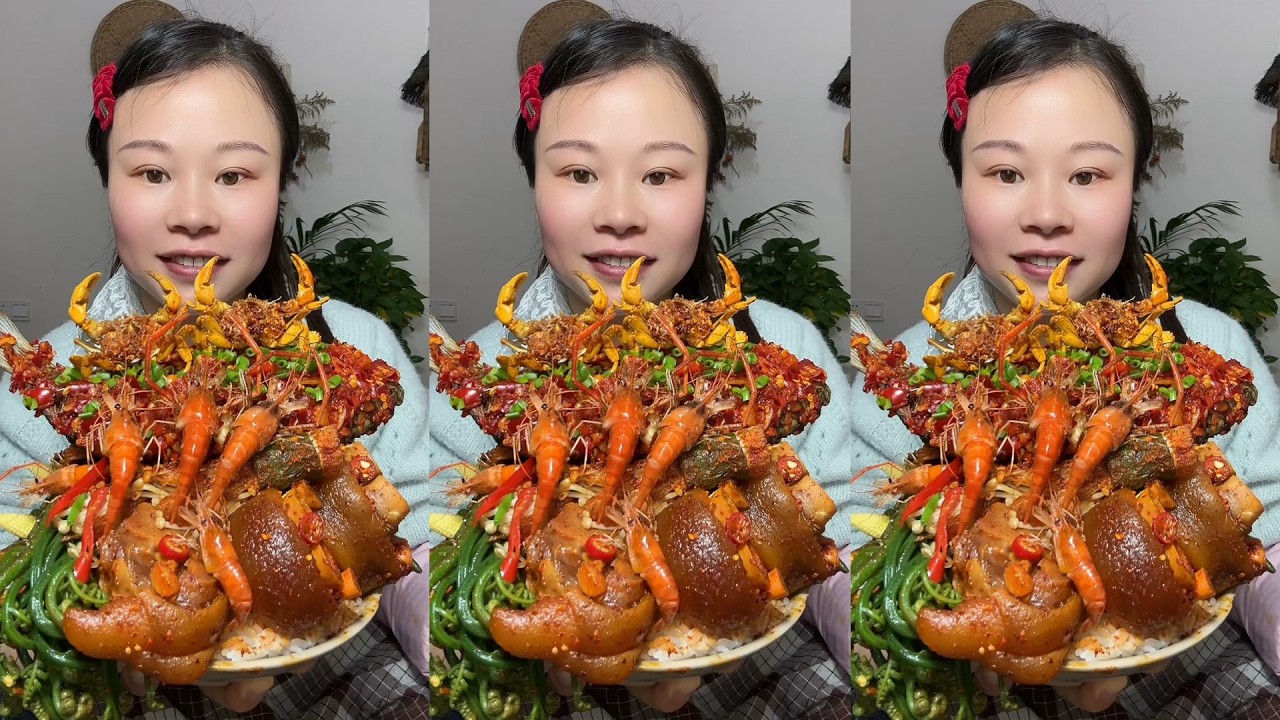 🔥 Homemade Mukbang | Braised Pork, Water Spinach, Eggs & Super Spicy Chili 🌶️ | Super delicious