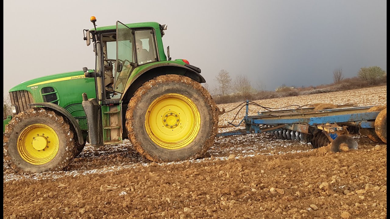 John Deere 7430 Premium + 5m Disc Harrow | Sound