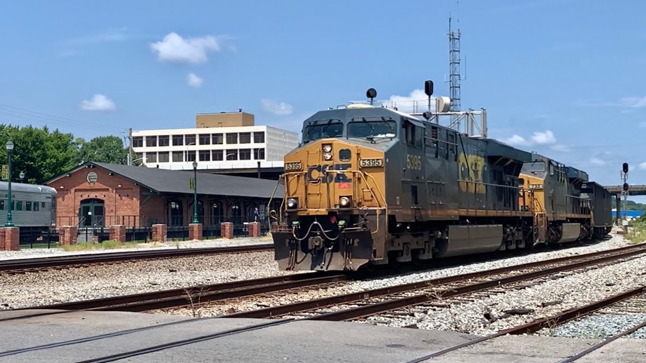 Train With Dragging Strap At 5 Track RR Crossing, Dalton Georgia, CSX & Norfolk Southern Trains