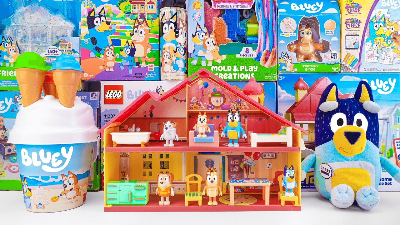 Bluey Toy Collection Unboxing Review 🐾 Bluey Family Home Playset & Bandit Plush Toy