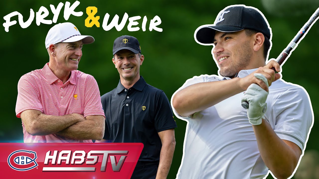 Habs golf tournament ridealong with Nick Suzuki and PGA Tour pros Mike Weir and Jim Furyk