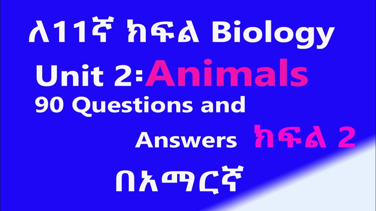 Grade 11 Biology unit 2፡ part 2 Animals Questions and Answers