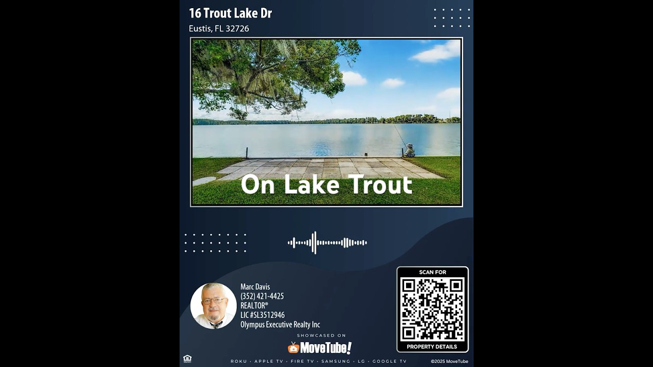 Lakefront Home For Sale at 16 Trout Lake Dr, Eustis, FL 