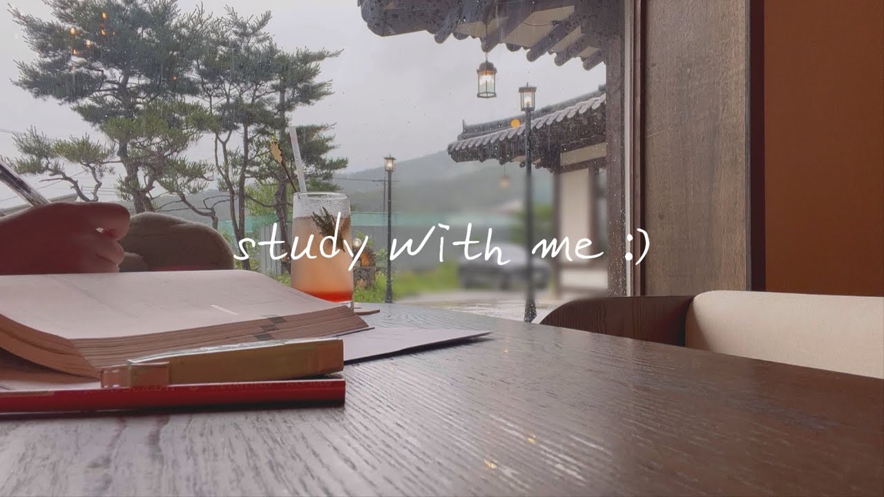 한옥카페에서 빗소리 들으며 함께 1시간 스터디윗미🌧  | 1HR STUDY WITH ME | 임고생 스터디윗미