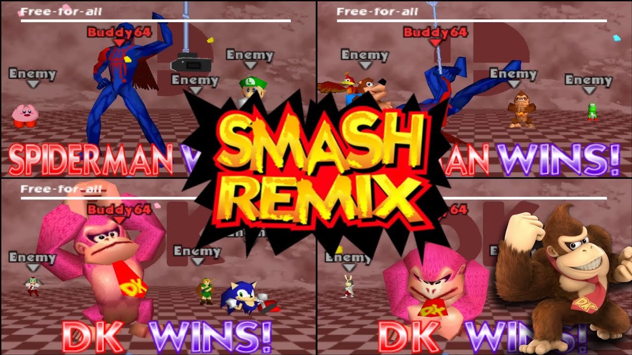 Smash Remix - Spider-Man & Donkey Kong - Free For All Matches - No Commentary Gameplay - Android