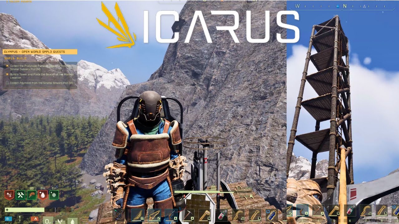 ICARUS: Episode 32 – Huge Tower Build for Beacon & Hard Quest Success