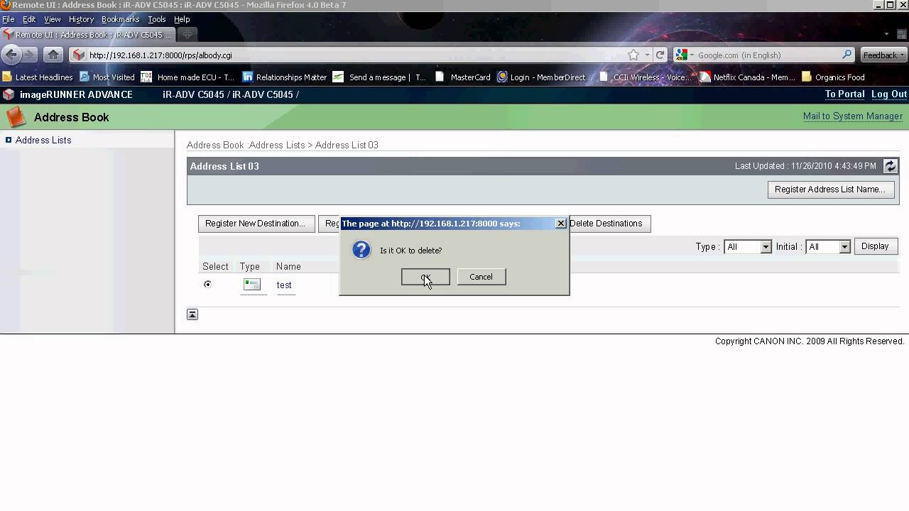 Address Book Canon 2