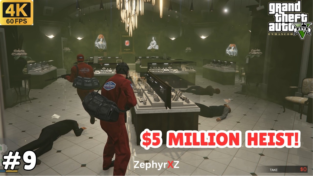 Jewelry Store Heist Completed! Epic GTA V Loot Mission | GTA V Enhanced Story Mode Part 9 | ZephyrXZ