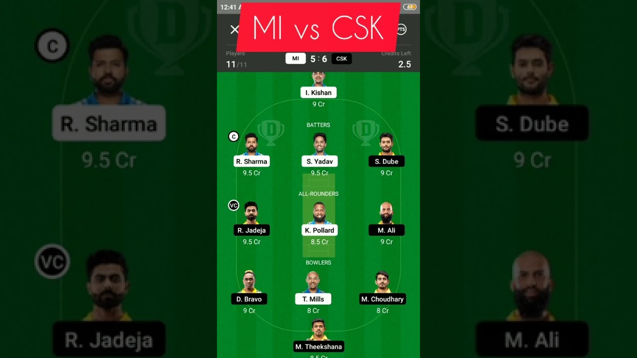 MI VS CSK dream11 prediction