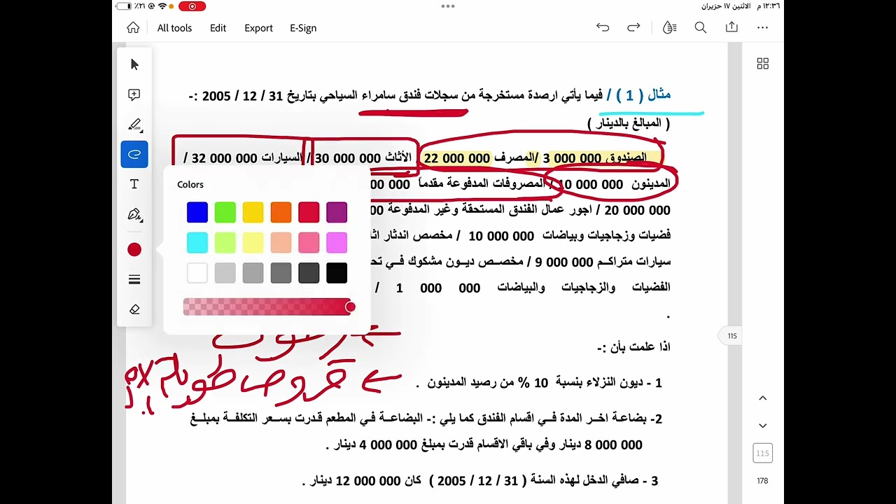 ميزانية المراجعة ١