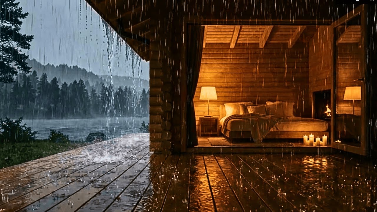 Rain Sound: Sleep Well & Deeply - Rain and Thunder, Cozy Wooden House