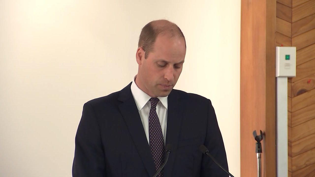 Prince William speaking inside the Al Noor mosque in Christchurch
