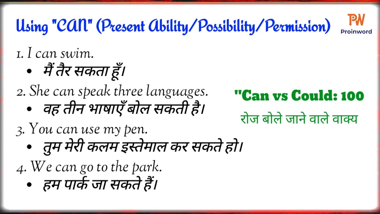 Can vs Could सीखो 10 Minute में! रोज बोले जाने वाले 100 Sentences के साथ