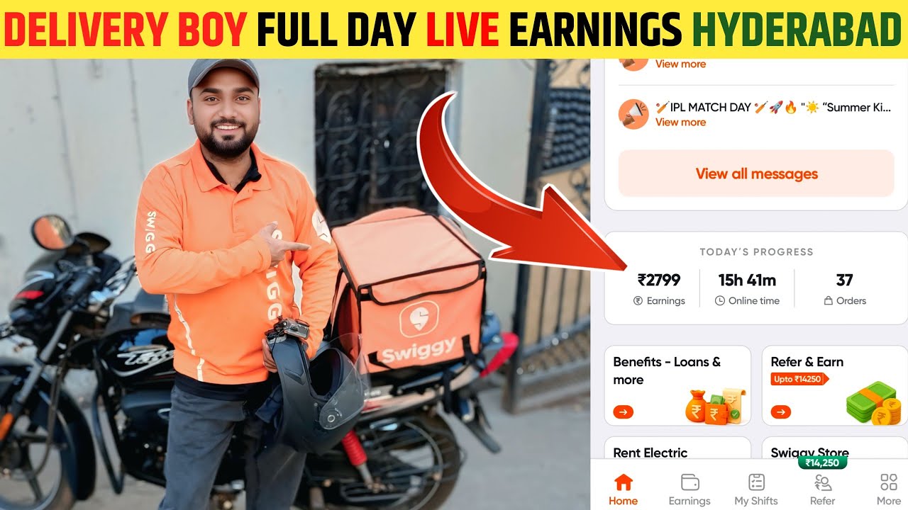 How Much Delivery Boy Earn? Swiggy Delivery Boy Job in Hyderabad || Indian Rider Azaad || Swiggy 