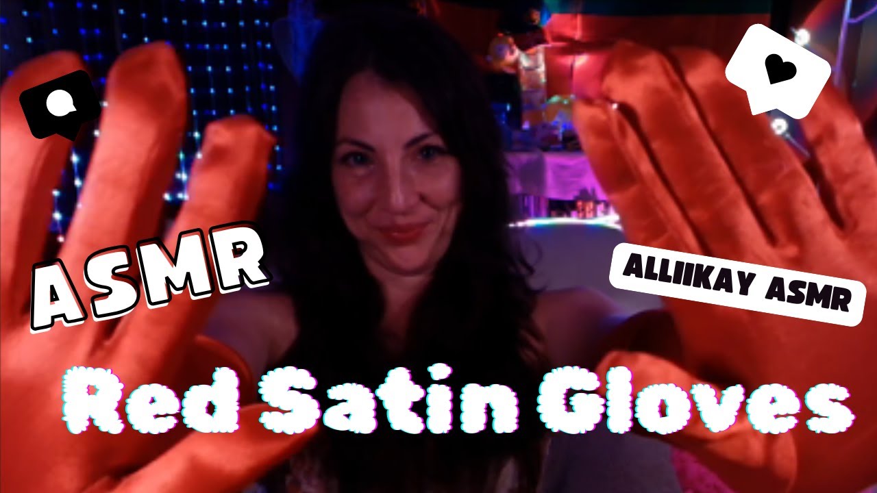 ASMR Red Satin Gloves
