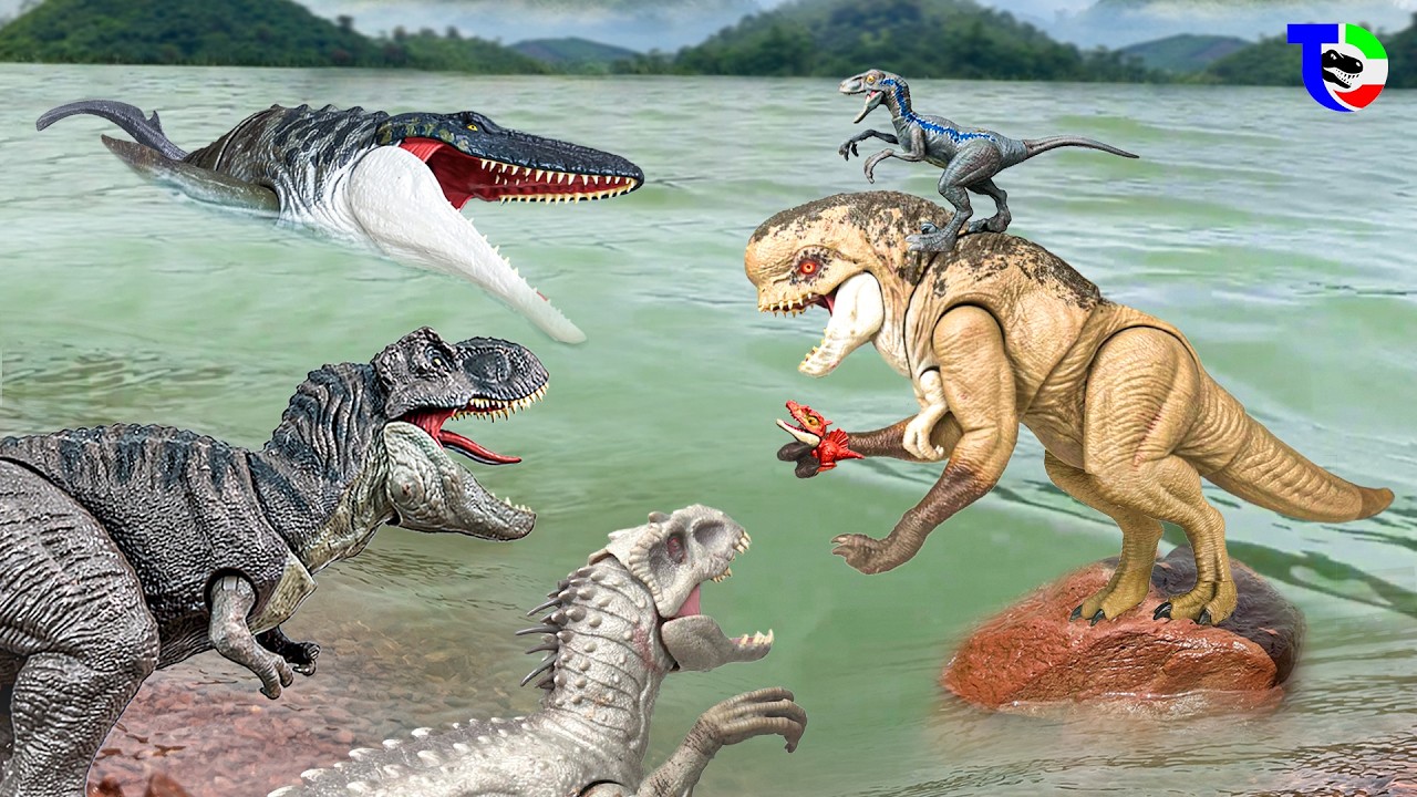 T-REX VS D-REX VS INDOMINUS VS MOSASAURUS 🦖Dino Journey Part 5 | Jurassic World Toy Movie